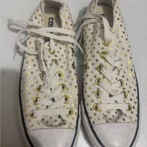 Converse Women's White Sneakers with Gold Dots